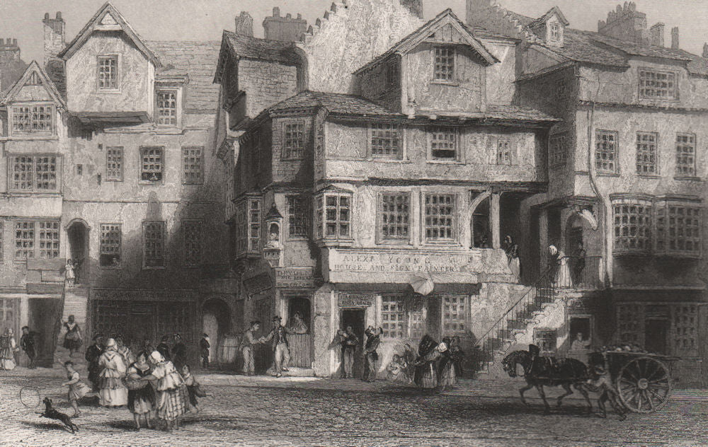 The House of John Knox. High street Edinburgh. Scotland. ALLOM c1840 old print